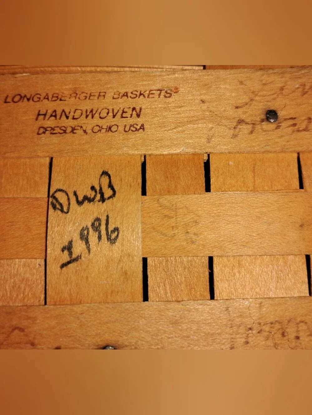 Longaberger Signed 1996 Edition Dresden Tour Basket DWB Ginny Jerry Judy Wendy